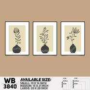 DDecorator Flower And Leaf ArtWork Wall Decor - Set of 3 WB3840
