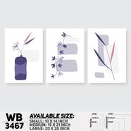 DDecorator Flower And Leaf ArtWork (Set of 3) Wall Board And Wall Canvas - WB3467