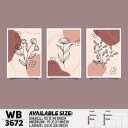 DDecorator Flower And Leaf ArtWork Wall Decor - Set of 3 WB3672 