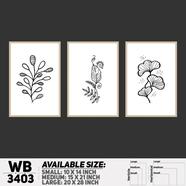 DDecorator Flower And Leaf ArtWork (Set of 3) Wall Board And Wall Canvas - WB3403