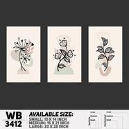 DDecorator Flower And Leaf ArtWork (Set of 3) Wall Board And Wall Canvas - WB3412