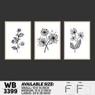 DDecorator Flower And Leaf ArtWork (Set of 3) Wall Board And Wall Canvas - WB3399