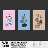 DDecorator Flower And Leaf ArtWork (Set of 3) Wall Board And Wall Canvas - WB3430