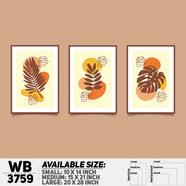 DDecorator Flower And Leaf ArtWork Wall Decor - Set of 3 WB3759