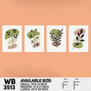 DDecorator Flower And Leaf ArtWork (Set of 4) Wall Board And Wall Canvas - WB3513