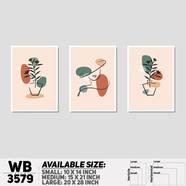 DDecorator Flower And Leaf ArtWork (Set of 3) Wall Board And Wall Canvas - WB3579