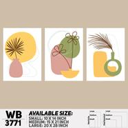DDecorator Flower And Leaf ArtWork Wall Decor - Set of 3 WB3771