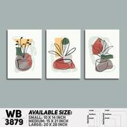 DDecorator Flower And Leaf ArtWork Wall Decor - Set of 3 WB3879