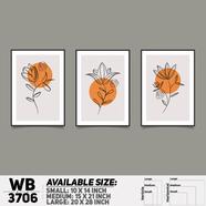 DDecorator Flower And Leaf ArtWork Wall Decor - Set of 3 WB3706