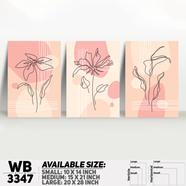 DDecorator Flower And Leaf ArtWork (Set of 3) Wall Board And Wall Canvas - WB3347