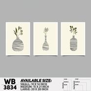 DDecorator Flower And Leaf ArtWork Wall Decor - Set of 3 WB3834