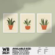 DDecorator Flower And Leaf ArtWork Wall Decor - Set of 3 WB3631