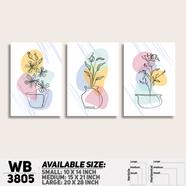 DDecorator Flower And Leaf ArtWork Wall Decor - Set of 3 WB3805