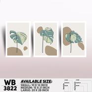 DDecorator Flower And Leaf ArtWork Wall Decor - Set of 3 WB3822
