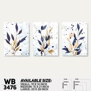 DDecorator Flower And Leaf ArtWork (Set of 3) Wall Board And Wall Canvas - WB3476