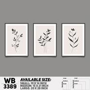 DDecorator Flower And Leaf ArtWork (Set of 3) Wall Board And Wall Canvas - WB3389