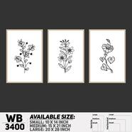 DDecorator Flower And Leaf ArtWork (Set of 3) Wall Board And Wall Canvas - WB3400