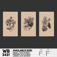 DDecorator Flower And Leaf ArtWork (Set of 3) Wall Board And Wall Canvas - WB3431