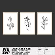 DDecorator Flower And Leaf ArtWork (Set of 3) Wall Board And Wall Canvas - WB3397