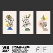 DDecorator Flower And Leaf ArtWork (Set of 3) Wall Board And Wall Canvas - WB3417