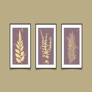 DDecorator Flower And Leaf ArtWork Wall Decor - Set of 3 WB3850