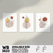 DDecorator Flower And Leaf ArtWork Wall Decor - Set of 3 WB3633
