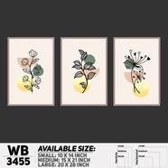 DDecorator Flower And Leaf ArtWork (Set of 3) Wall Board And Wall Canvas - WB3455