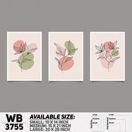 DDecorator Flower And Leaf ArtWork Wall Decor - Set of 3 WB3755