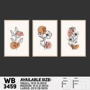 DDecorator Flower And Leaf ArtWork (Set of 3) Wall Board And Wall Canvas - WB3459