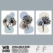 DDecorator Flower And Leaf ArtWork (Set of 3) Wall Board And Wall Canvas - WB3490