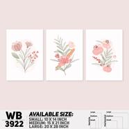 DDecorator Flower And Leaf ArtWork Wall Decor - Set of 3 WB3922