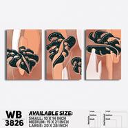 DDecorator Flower And Leaf ArtWork Wall Decor - Set of 3 WB3826