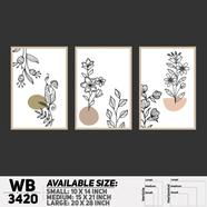 DDecorator Flower And Leaf ArtWork (Set of 3) Wall Board And Wall Canvas - WB3420