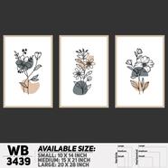 DDecorator Flower And Leaf ArtWork (Set of 3) Wall Board And Wall Canvas - WB3439
