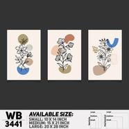 DDecorator Flower And Leaf ArtWork (Set of 3) Wall Board And Wall Canvas - WB3441