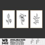 DDecorator Flower And Leaf ArtWork (Set of 3) Wall Board And Wall Canvas - WB3402
