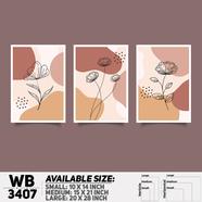 DDecorator Flower And Leaf ArtWork (Set of 3) Wall Board And Wall Canvas - WB3407