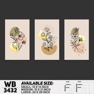DDecorator Flower And Leaf ArtWork (Set of 3) Wall Board And Wall Canvas - WB3432