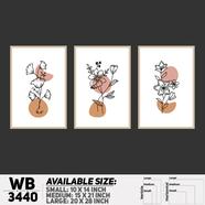 DDecorator Flower And Leaf ArtWork (Set of 3) Wall Board And Wall Canvas - WB3440