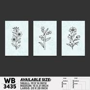DDecorator Flower And Leaf ArtWork (Set of 3) Wall Board And Wall Canvas - WB3435