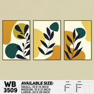 DDecorator Flower And Leaf ArtWork (Set of 3) Wall Board And Wall Canvas - WB3509
