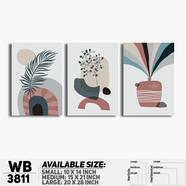 DDecorator Flower And Leaf ArtWork Wall Decor - Set of 3 WB3811