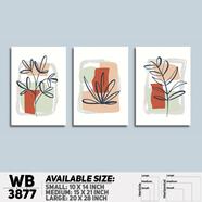 DDecorator Flower And Leaf ArtWork Wall Decor - Set of 3 WB3877