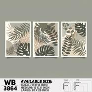 DDecorator Flower And Leaf ArtWork (Set of 3) Wall Board And Wall Canvas - WB3864