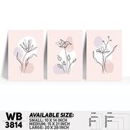 DDecorator Flower And Leaf ArtWork Wall Decor - Set of 3 WB3814