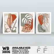 DDecorator Flower And Leaf ArtWork Wall Decor - Set of 3 WB3806
