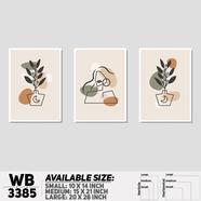 DDecorator Flower And Leaf ArtWork (Set of 3) Wall Board And Wall Canvas - WB3385