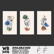 DDecorator Flower And Leaf ArtWork (Set of 3) Wall Board And Wall Canvas - WB3416