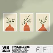 DDecorator Flower And Leaf ArtWork Wall Decor - Set of 3 WB3630 
