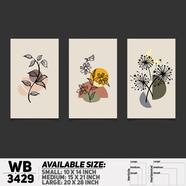 DDecorator Flower And Leaf ArtWork (Set of 3) Wall Board And Wall Canvas - WB3429